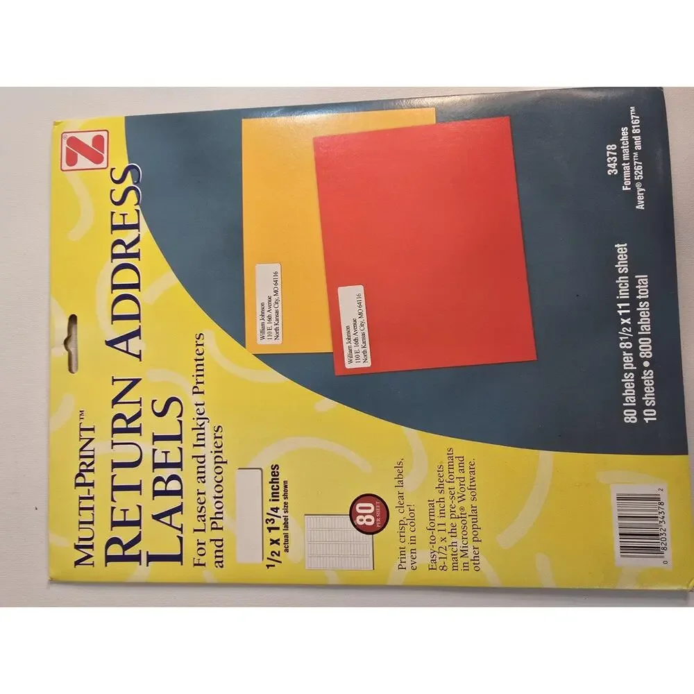 Lot Of 7200 Return Address Labels Printer Friendly 90 Sheets Of 80 - 34378 5267